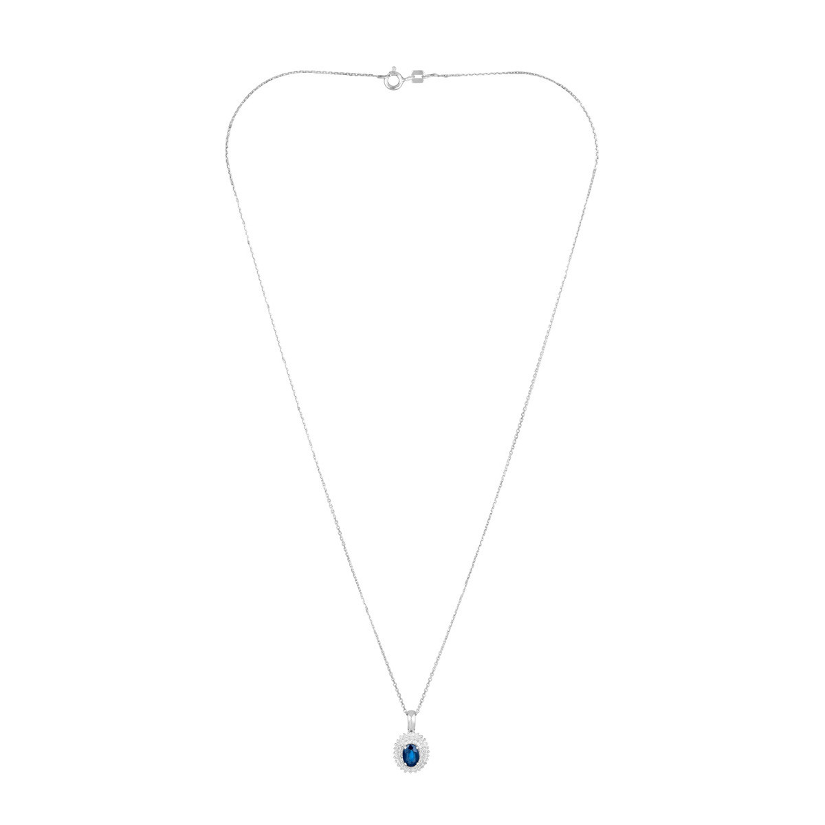 Pendentif Or Blanc Diamant et Saphir Pendentif "Lisandra" Or blanc et Saphir