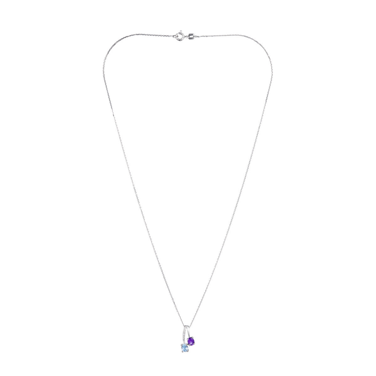 Pendentif Or Blanc Diamant et Pierres Précieuses Pendentif Or Blanc Diamant et Pierres Précieuses