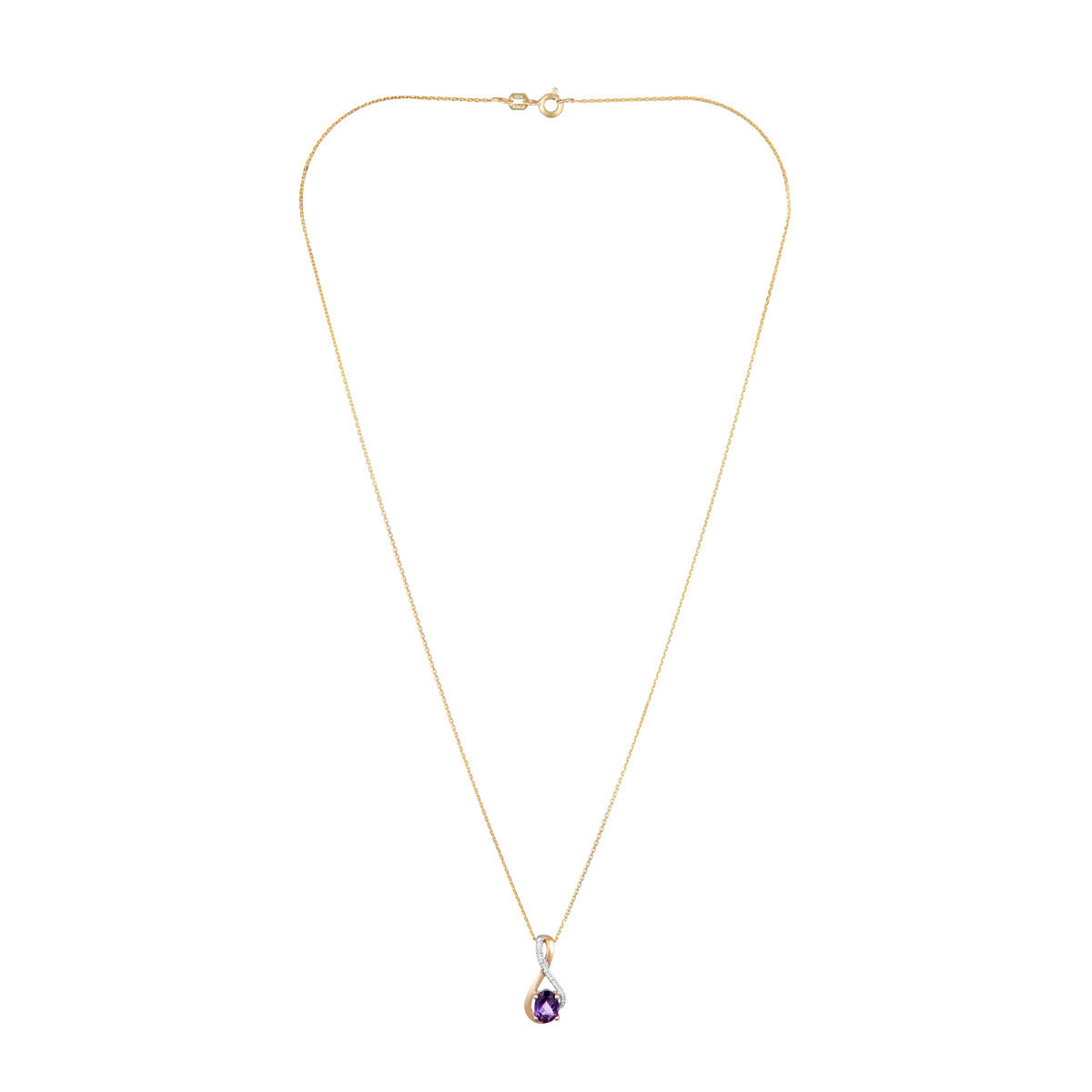Pendentif Or Jaune Diamant et Améthyste Pendentif "Ambre" Or jaune et Améthyste