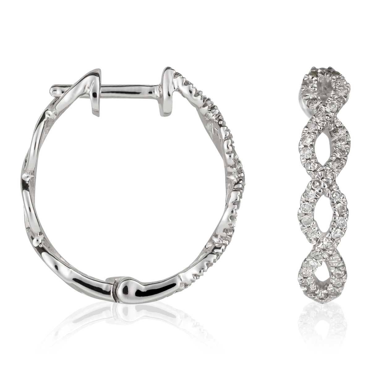 Boucles d'oreilles Or Blanc et 80 Diamants Boucles d'oreilles Or Blanc et Diamant