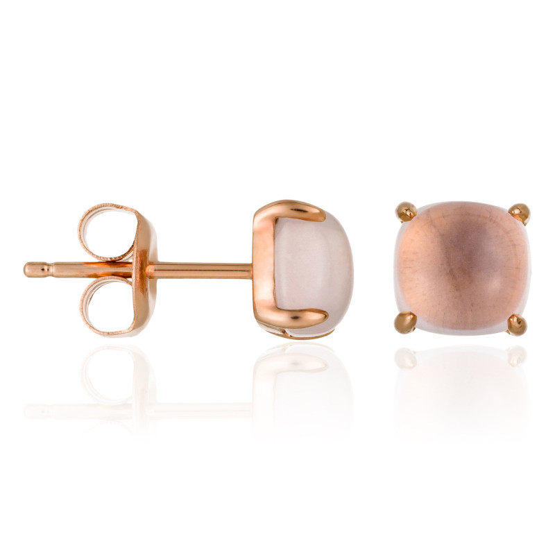 Boucles d'oreilles Or Rose et Quartz Rose