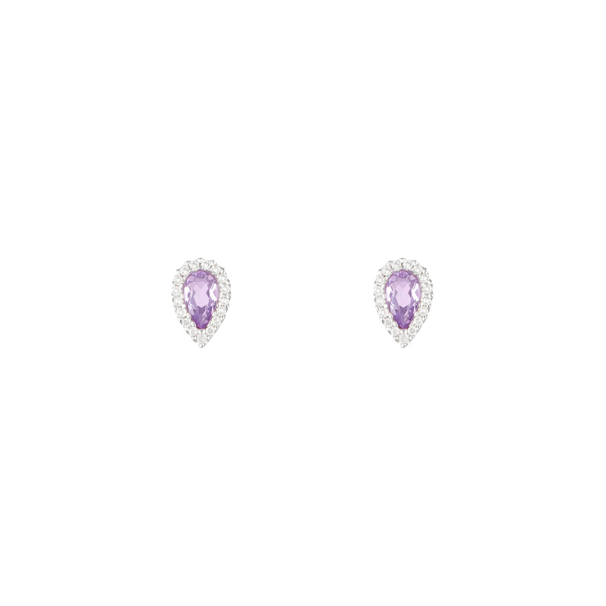 Boucles d'oreilles Or Blanc Diamant et Améthyste