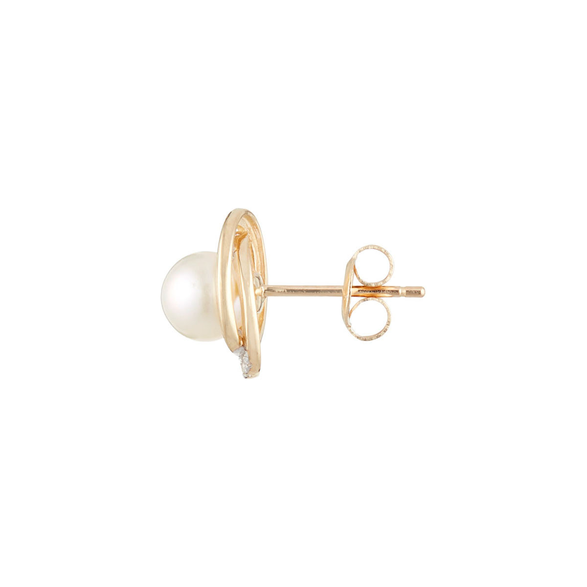 Boucles d'oreilles Or Jaune Diamant et Perle Boucles d'oreilles "Milady" Or jaune et Perle