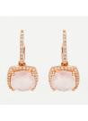 Boucles d'oreilles Or Rose Diamant et Quartz Rose