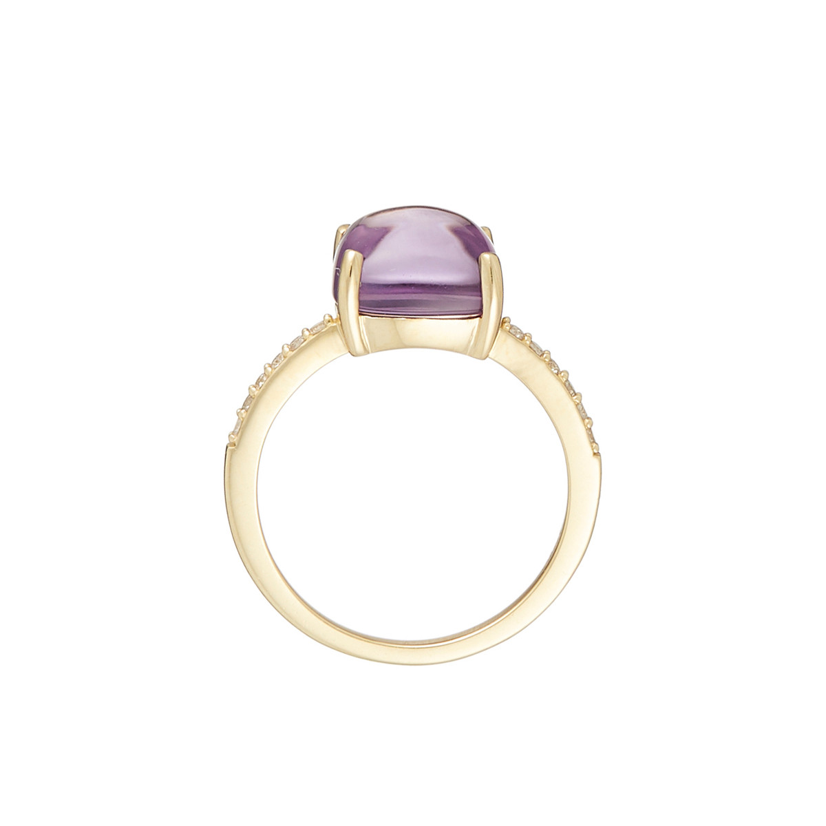 Bague Or Jaune Diamant et Améthyste Bague "Livia" Or jaune et Améthyste