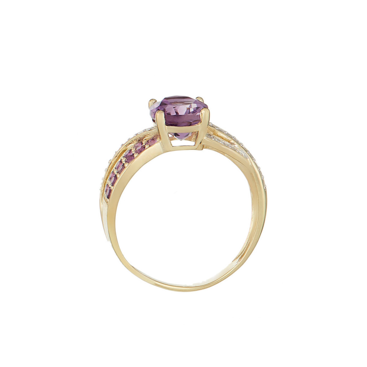 Bague Or Jaune Diamant et Améthyste Bague " Aurélie" Or jaune et Améthyste