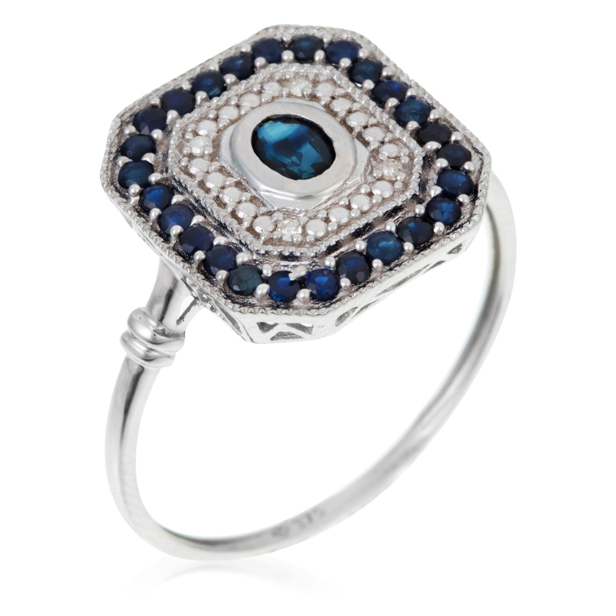 Bague "Hoala Saphir" Or blanc et Diamants