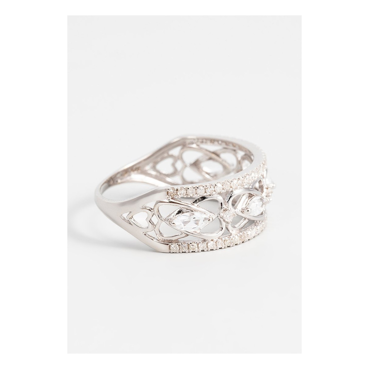 Bague Or Blanc Diamant et Topaze Bague "Sibylle" Or blanc et Topaze