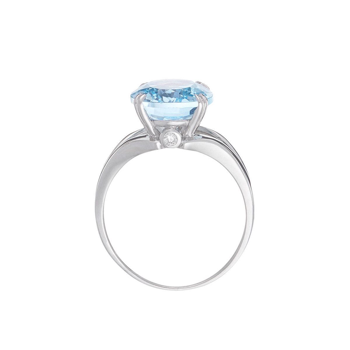 Bague Or Blanc Diamant et Topaze Bague " Morgane" Or blanc et Topaze