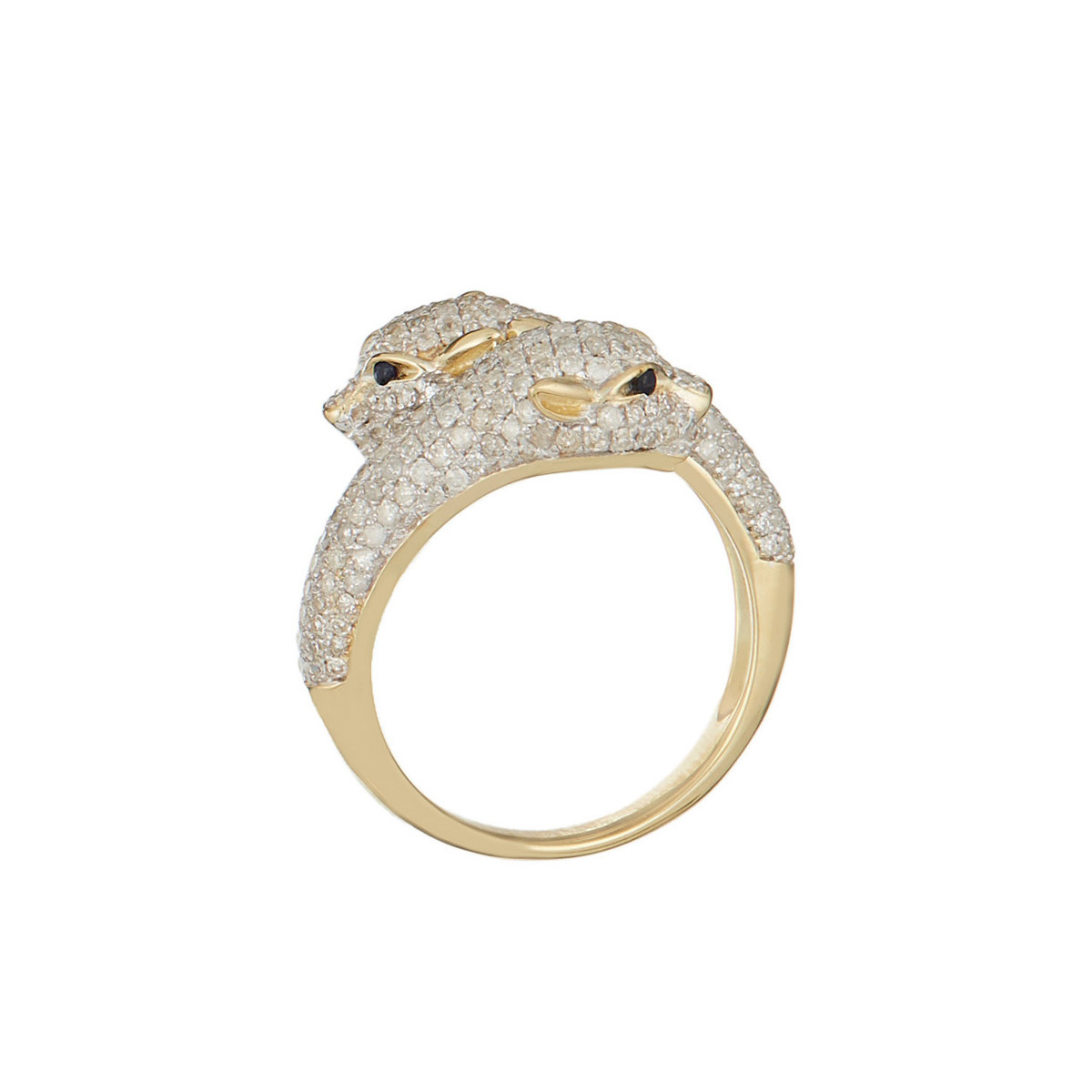 Bague "Duo de Panthères Saphir" Or jaune et Diamants