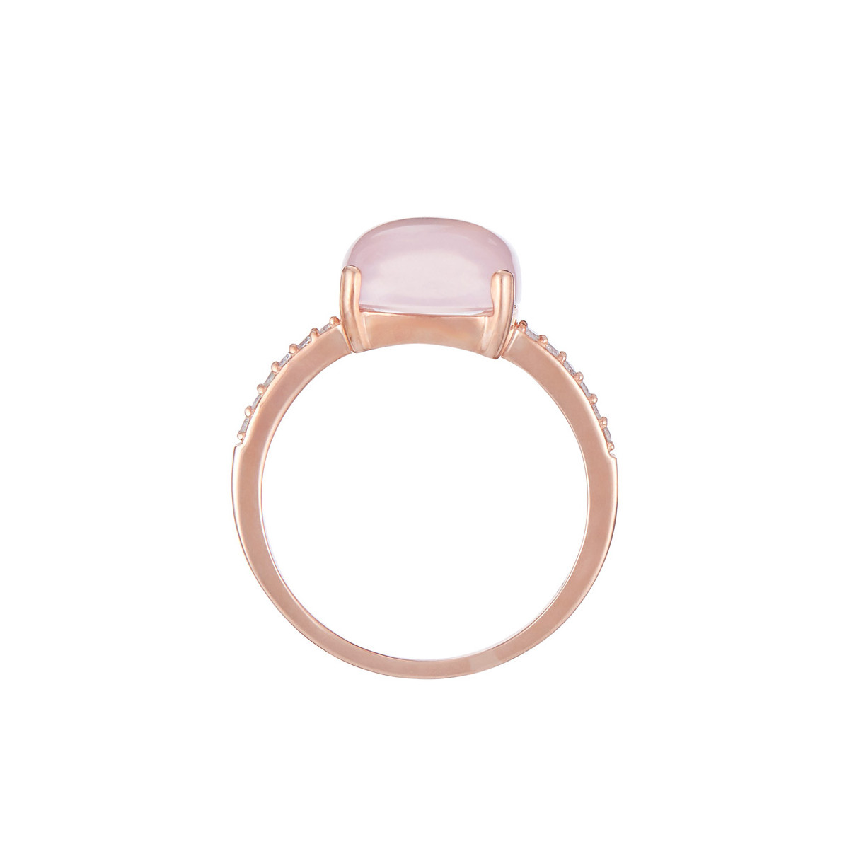 Bague Or Rose Diamant et Quartz Rose Bague " Lucie" Or rose et Quartz
