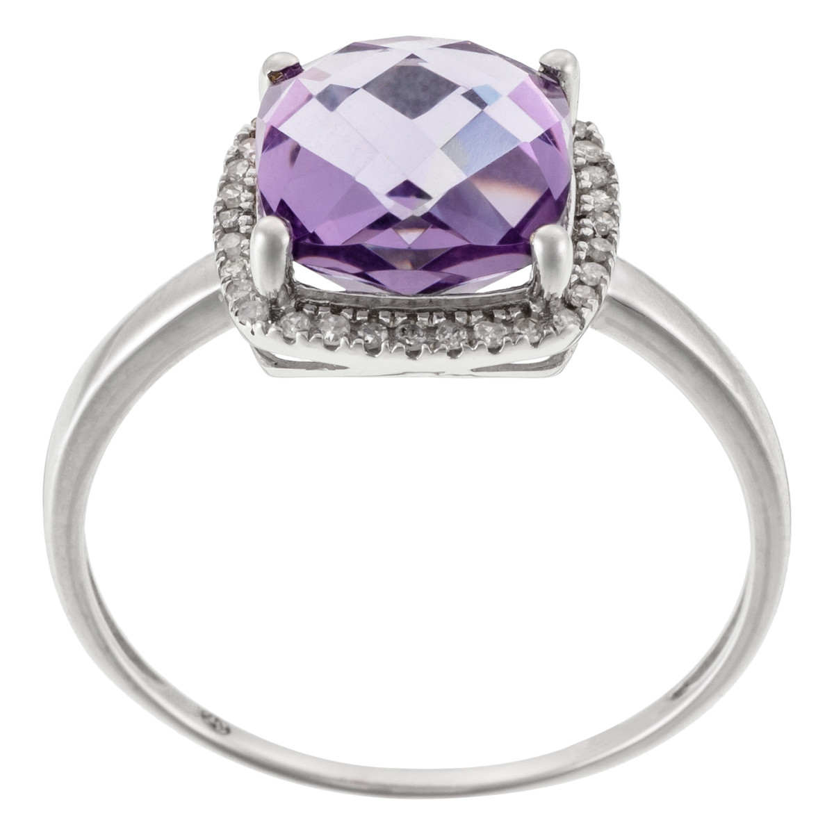 Bague Or Blanc Diamant et Améthyste Bague " Laure" Or blanc et Améthyste