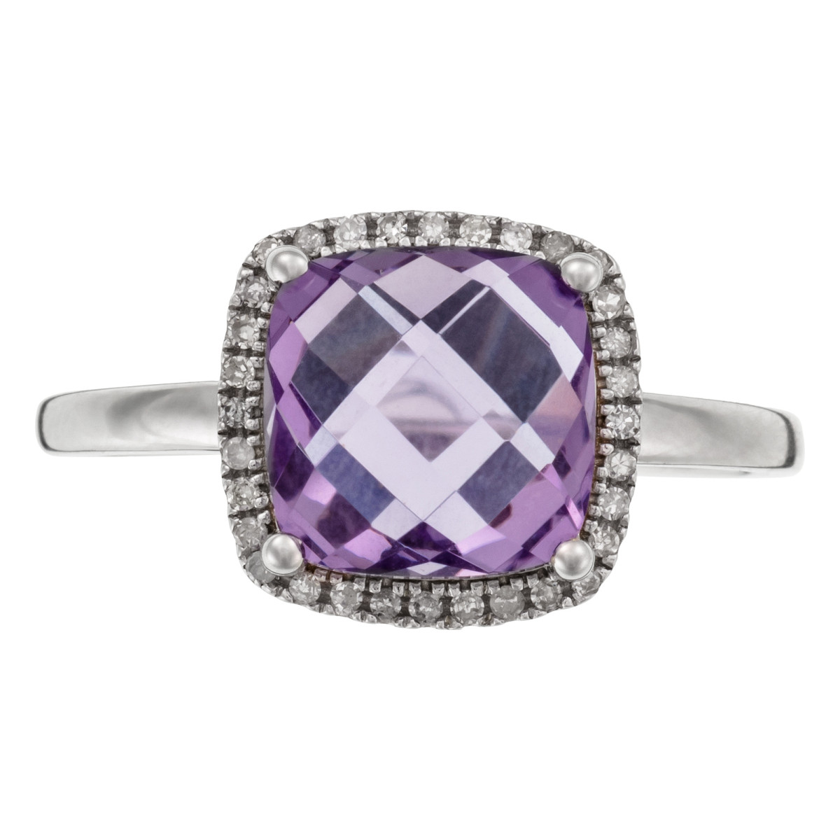 Bague Or Blanc Diamant et Améthyste Bague " Laure" Or blanc et Améthyste