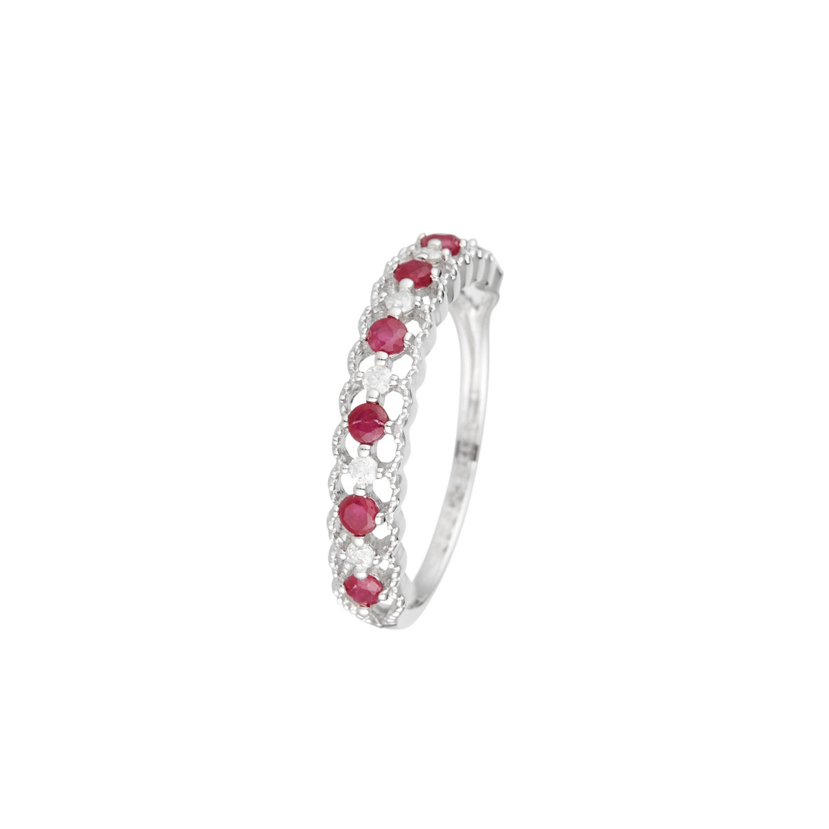 Bague " Hyacinthe" Or blanc et Rubis