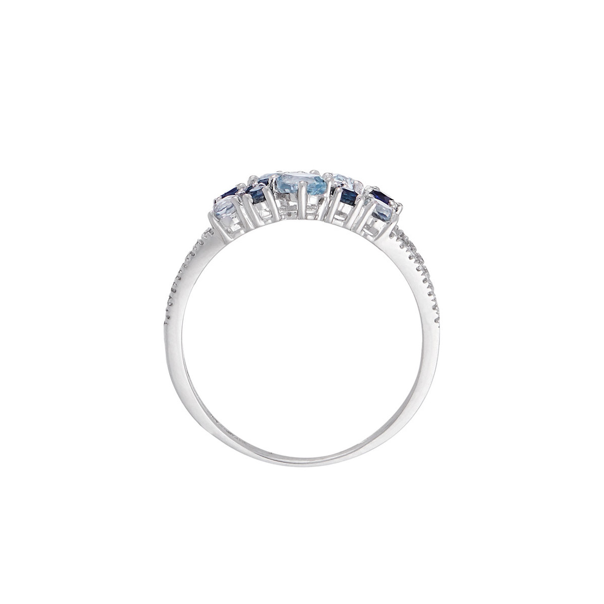 Bague Or Blanc Diamant et Pierre Précieuse Bague " Geneviève" Or blanc et Multipierres