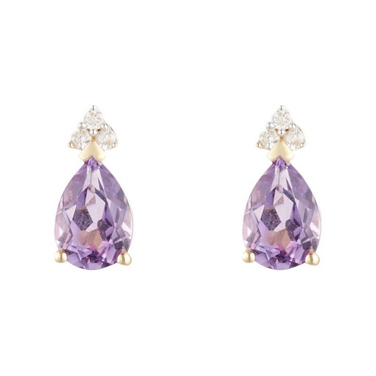Boucles d'oreille Or Jaune 375 Diamants et Améthyste Boucles d'oreilles Or Jaune 375 Diamants et Améthyste