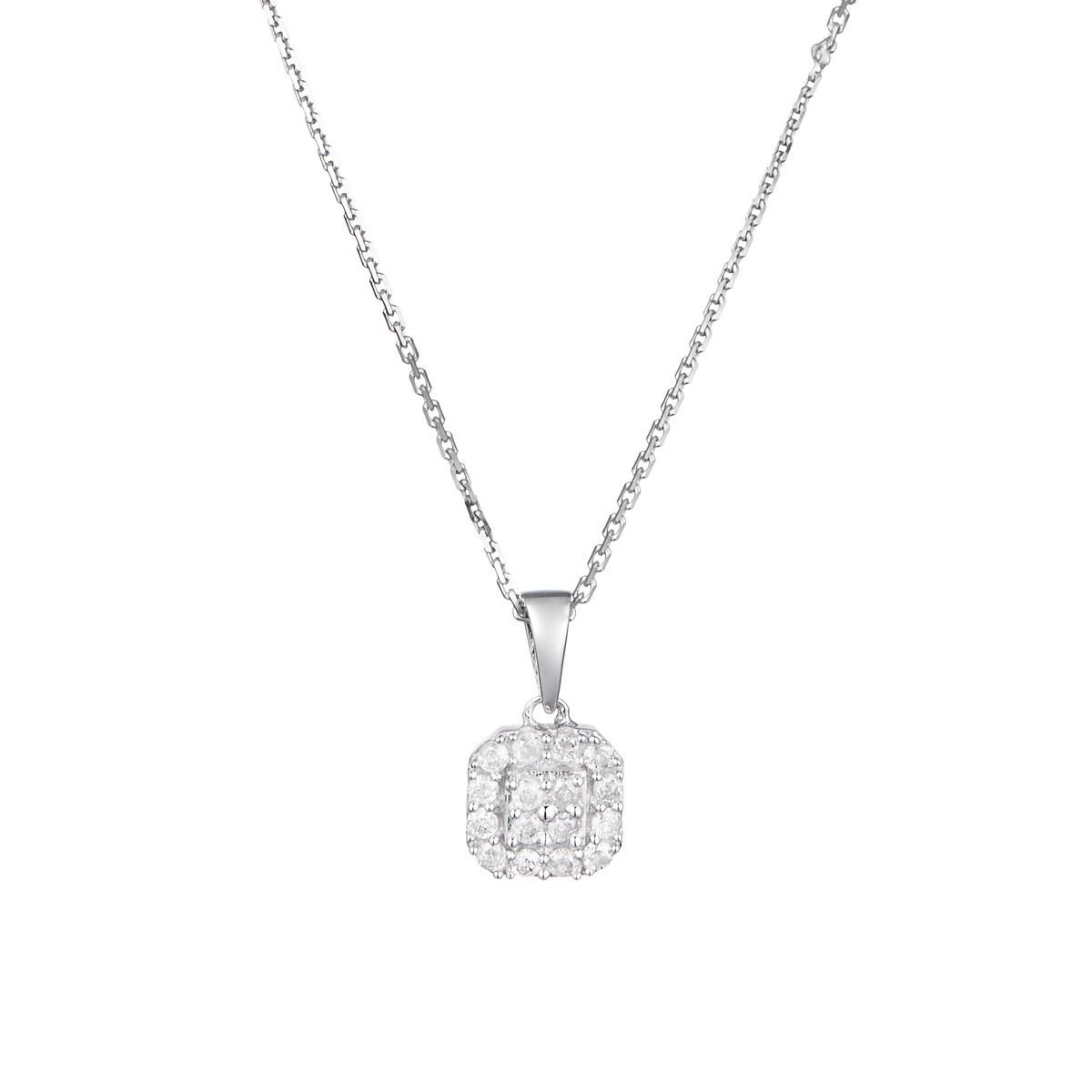 pendentif diamant pas cher Pendentif Or Blanc 375 et Diamants