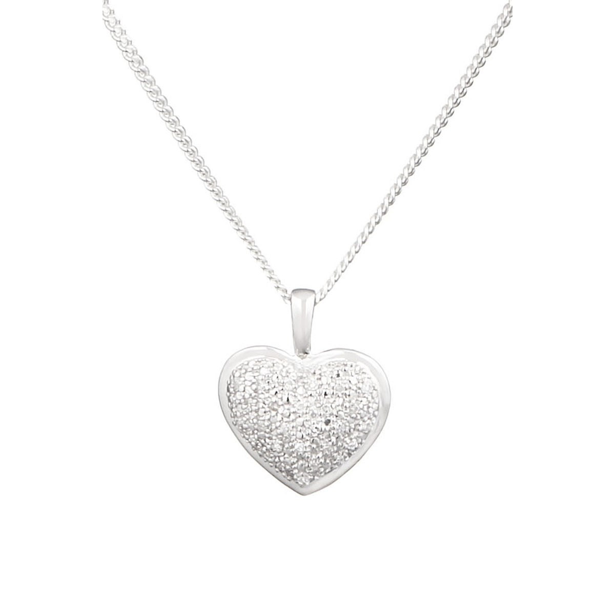 Pendentif coeur Or Blanc 375 et Diamants