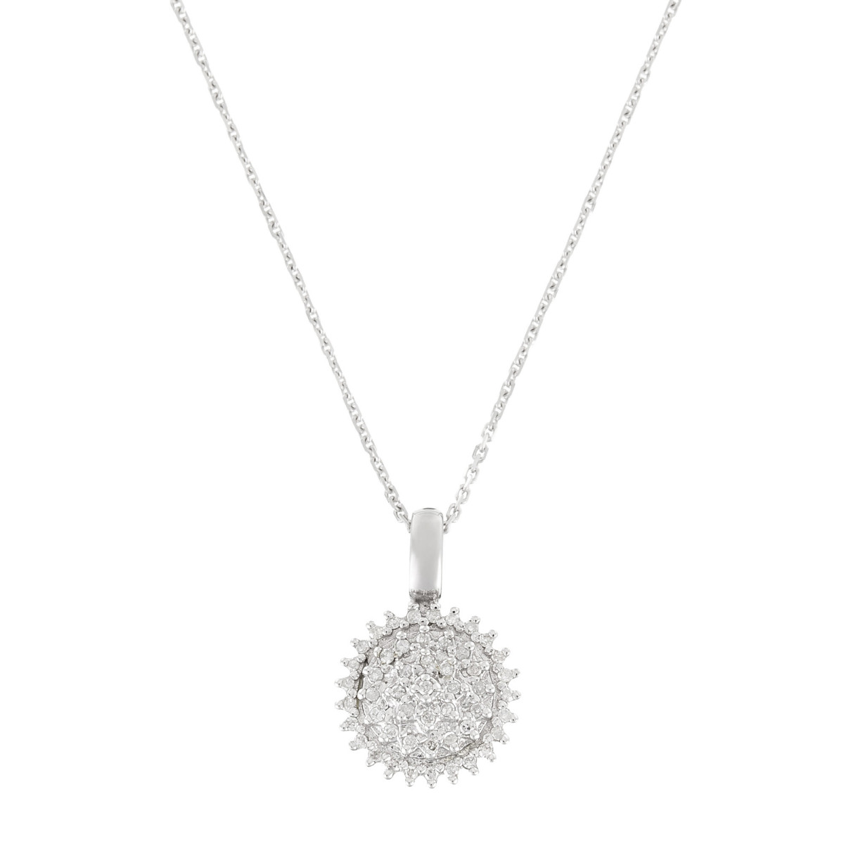 Pendentif Or Blanc 375 et 50 Diamants Pendentif Or Blanc 375 et Diamants