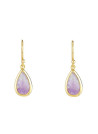 Boucles d'oreilles laiton doré montées d'une améthyste violette "Lila"