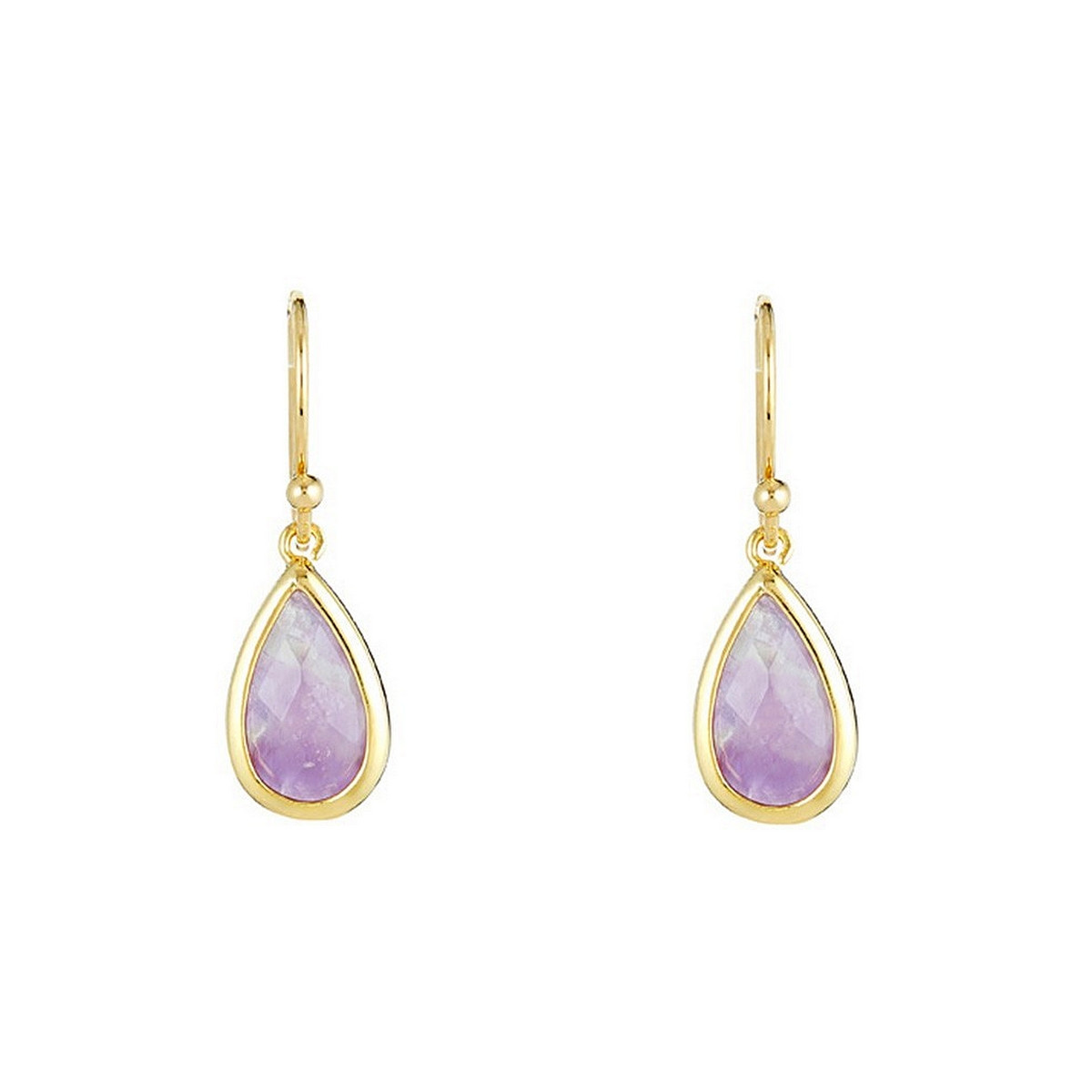 Boucles d'oreilles laiton doré montées d'une améthyste violette "Lila" Boucles d'oreilles "Véritablis" Améthyste Laiton doré