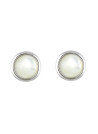 Boucles d'oreilles laiton argenté montées d'une nacre blanche "Lou"
