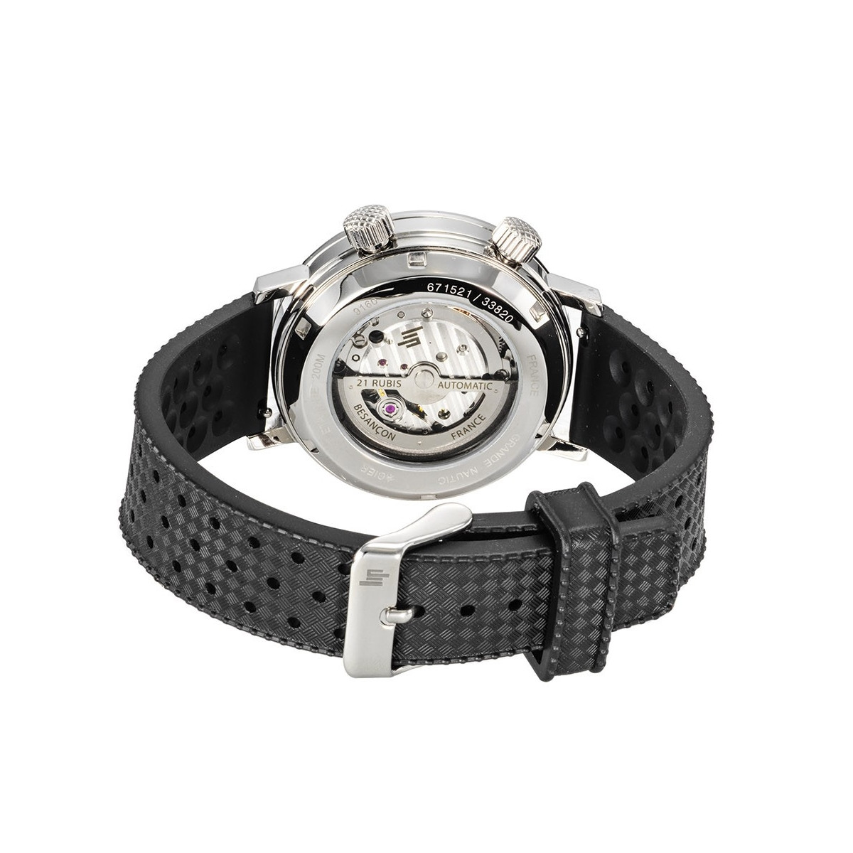 Montre Lip GRANDE NAUTIC SKI 41 mm cadran bleu - 671521 Montre Homme Lip NAUTIC-SKI en caoutchouc noir