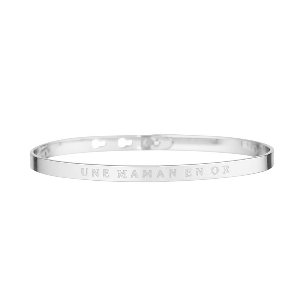 "UNE MAMAN EN OR" bracelet jonc argenté à message Bracelet à message "Une Maman en Or" Laiton argenté