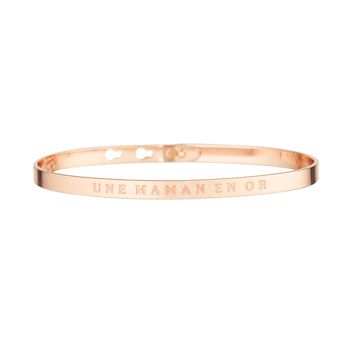 "UNE MAMAN EN OR" bracelet jonc rosé à message