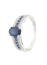 Bague Or Blanc 375 Diamants et Saphir