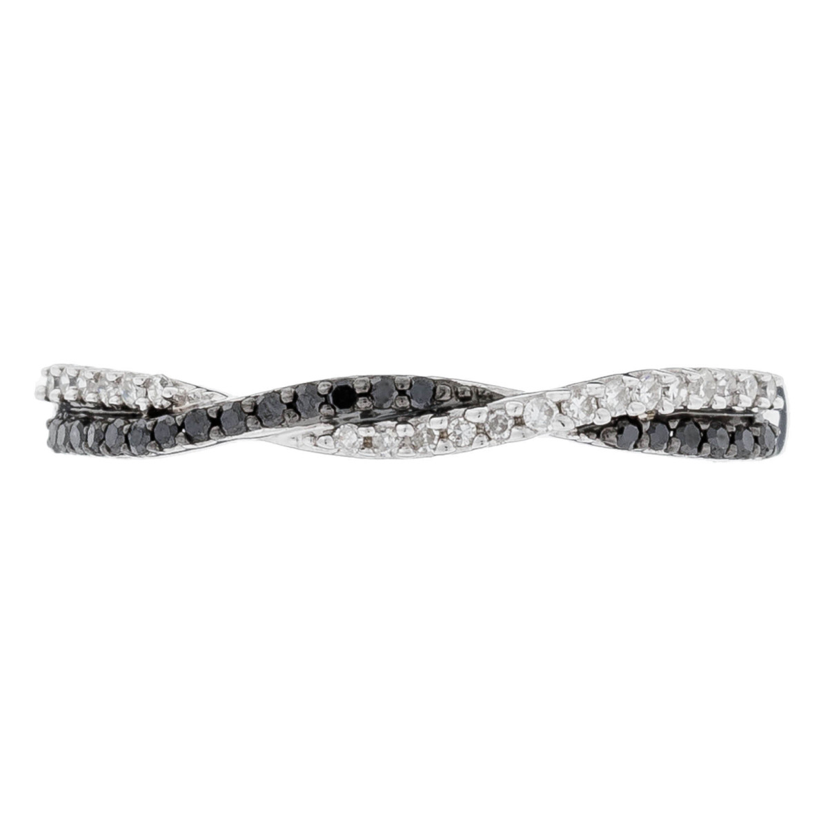 Bague Or Blanc 375 et Diamants Noir Bague "En noir et blanc" Or blanc et Diamants