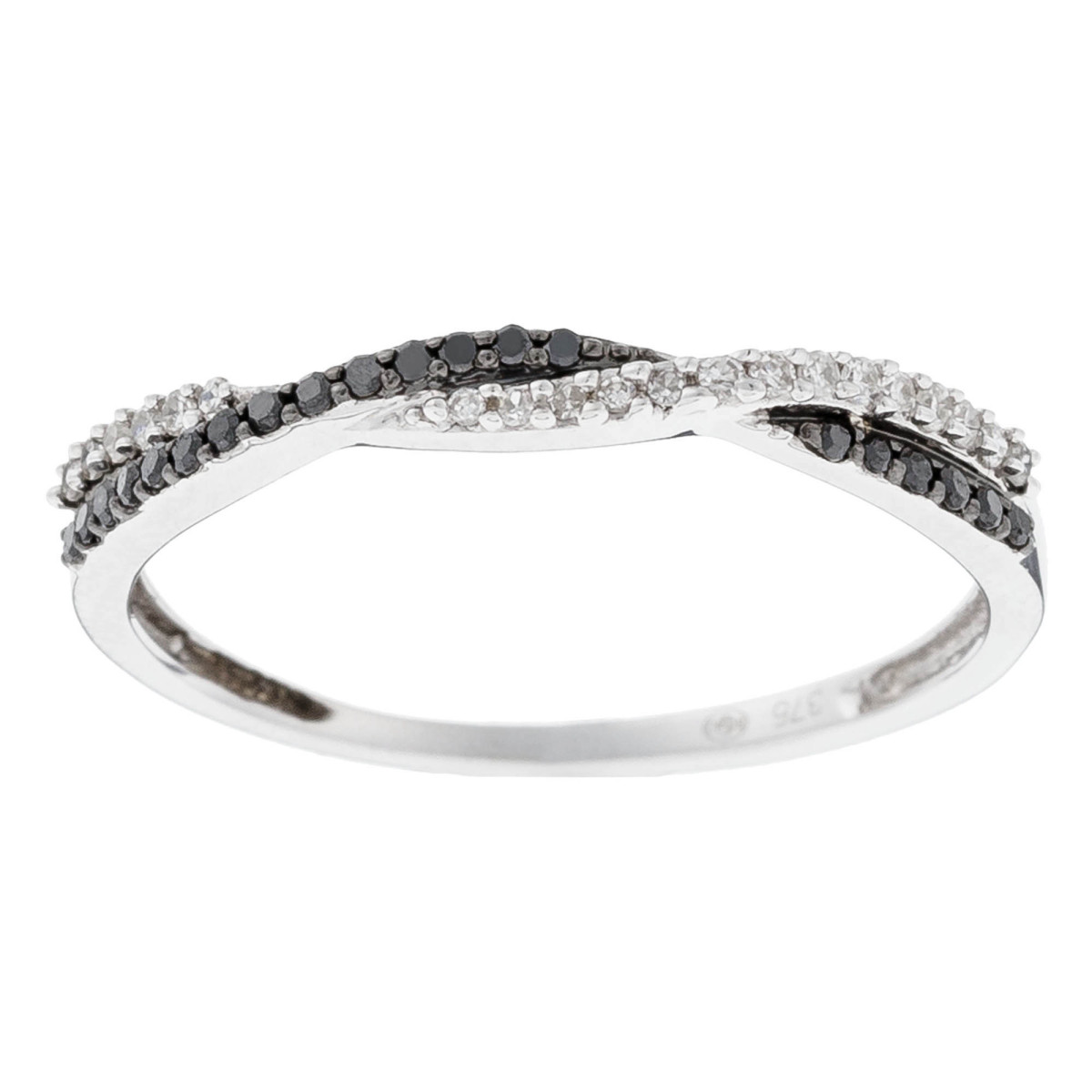 Bague Or Blanc 375 et Diamants Noir Bague "En noir et blanc" Or blanc et Diamants