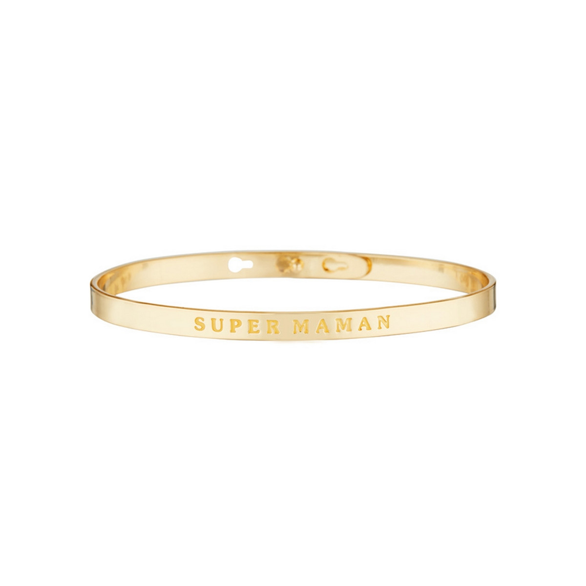 "SUPER MAMAN" bracelet jonc doré à message