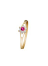 Bague Or Jaune et oxydes de zirconium blancs et rouge "Nature"