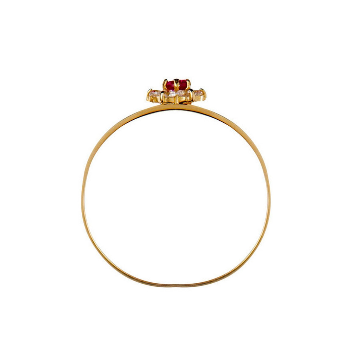 Bague Or Jaune et oxydes de zirconium blancs et rouge "Nature" Bague "Éveil" Or jaune
