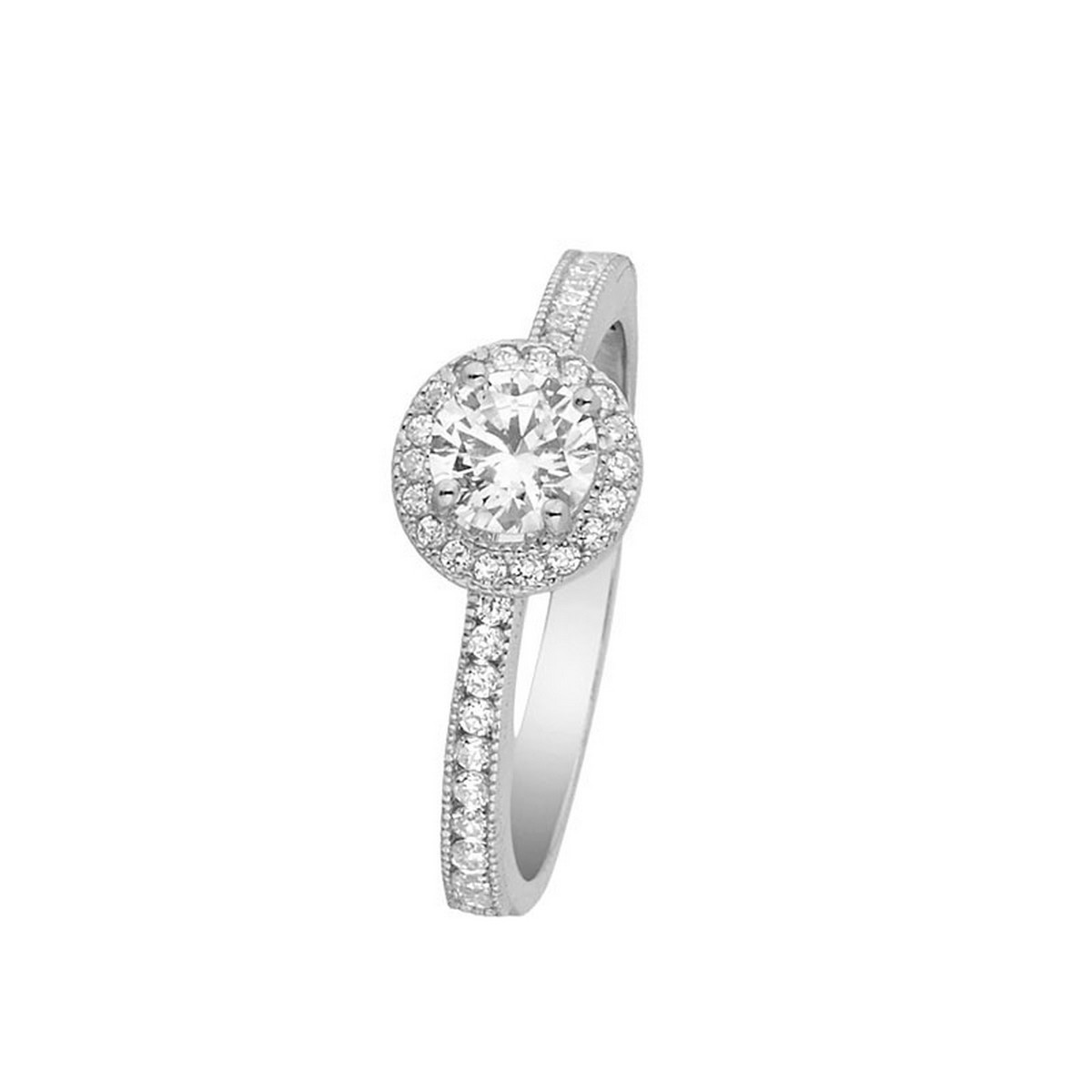Bague solitaire Or Blanc et oxydes de zirconium "Harmonie" Bague solitaire Or Blanc et oxydes de zirconium "Harmonie"