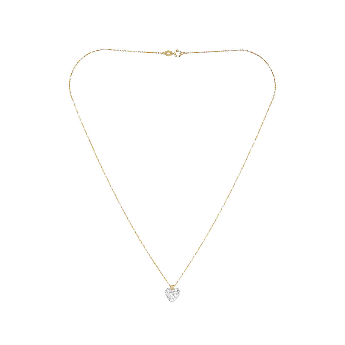 Collier Or Jaune et oxydes de zirconium Blancs "Coeur de Crystal" Collier "Récit" Or jaune