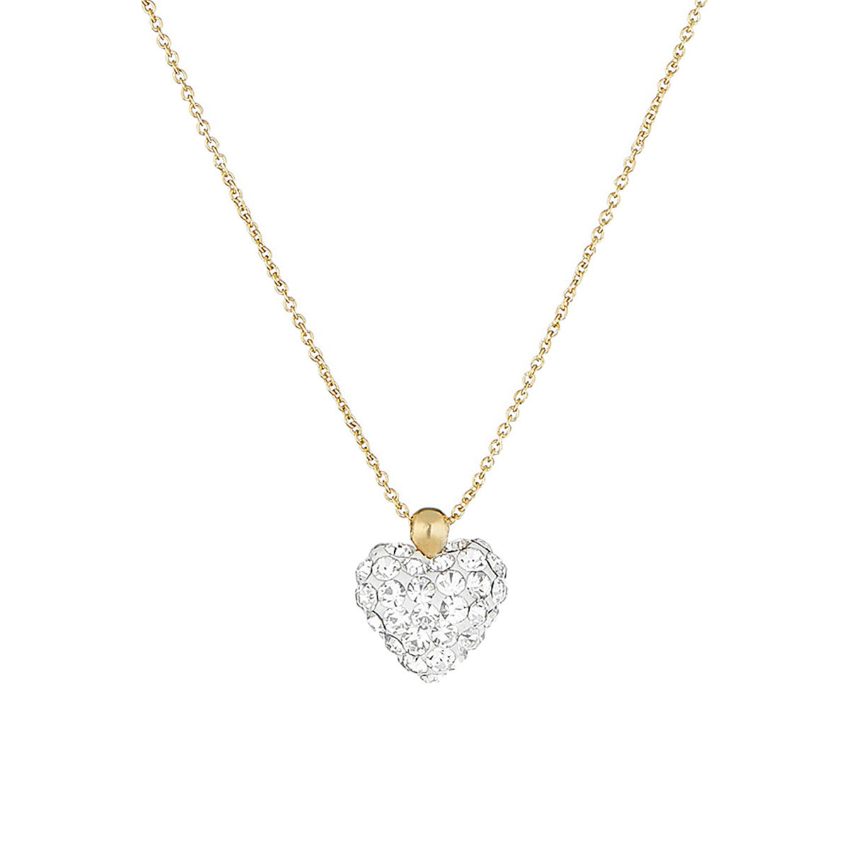 Collier Or Jaune et oxydes de zirconium Blancs "Coeur de Crystal" Collier "Récit" Or jaune