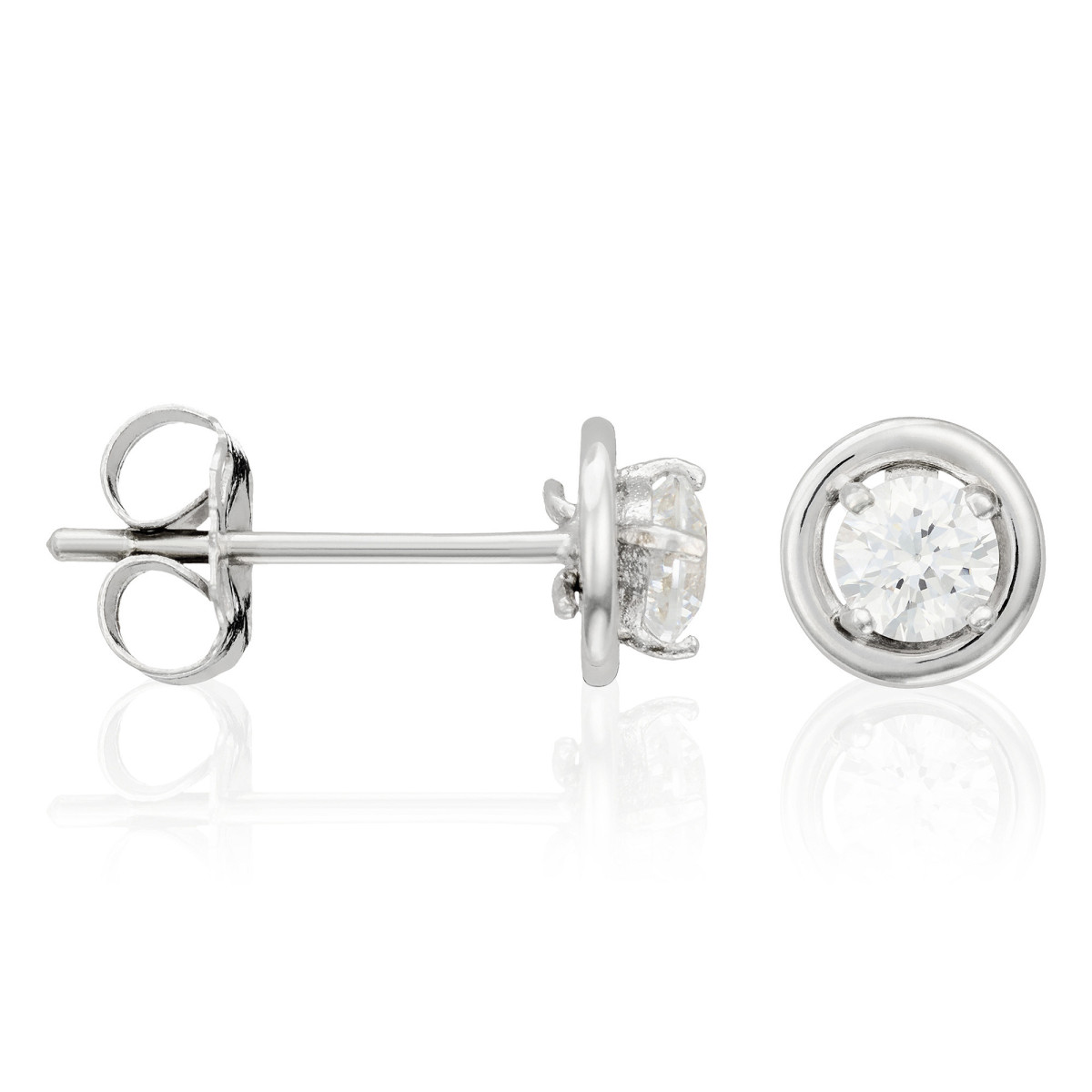 Boucles d'oreilles or blanc et oxydes de zirconium "Precious"