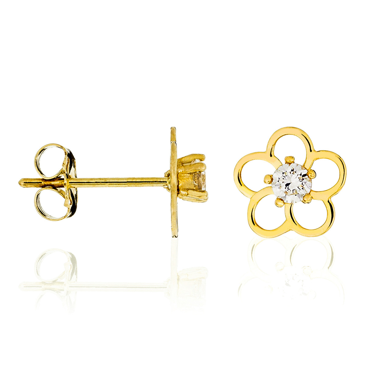 Boucles d'oreilles or jaune et oxydes de zirconium "Fleuries" Boucles d'oreilles or jaune et oxydes de zirconium "Fleuries"