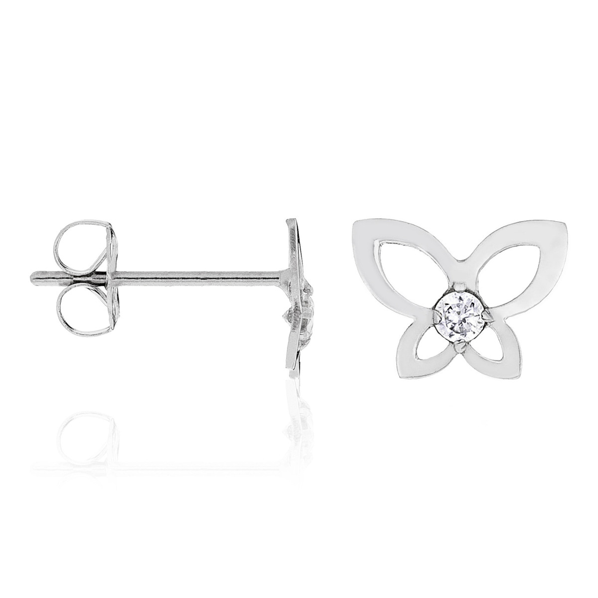 Boucles d'oreilles or blanc et oxydes de zirconium "Envole-moi" Boucles d'oreilles "Papillon Lumineux" Or blanc