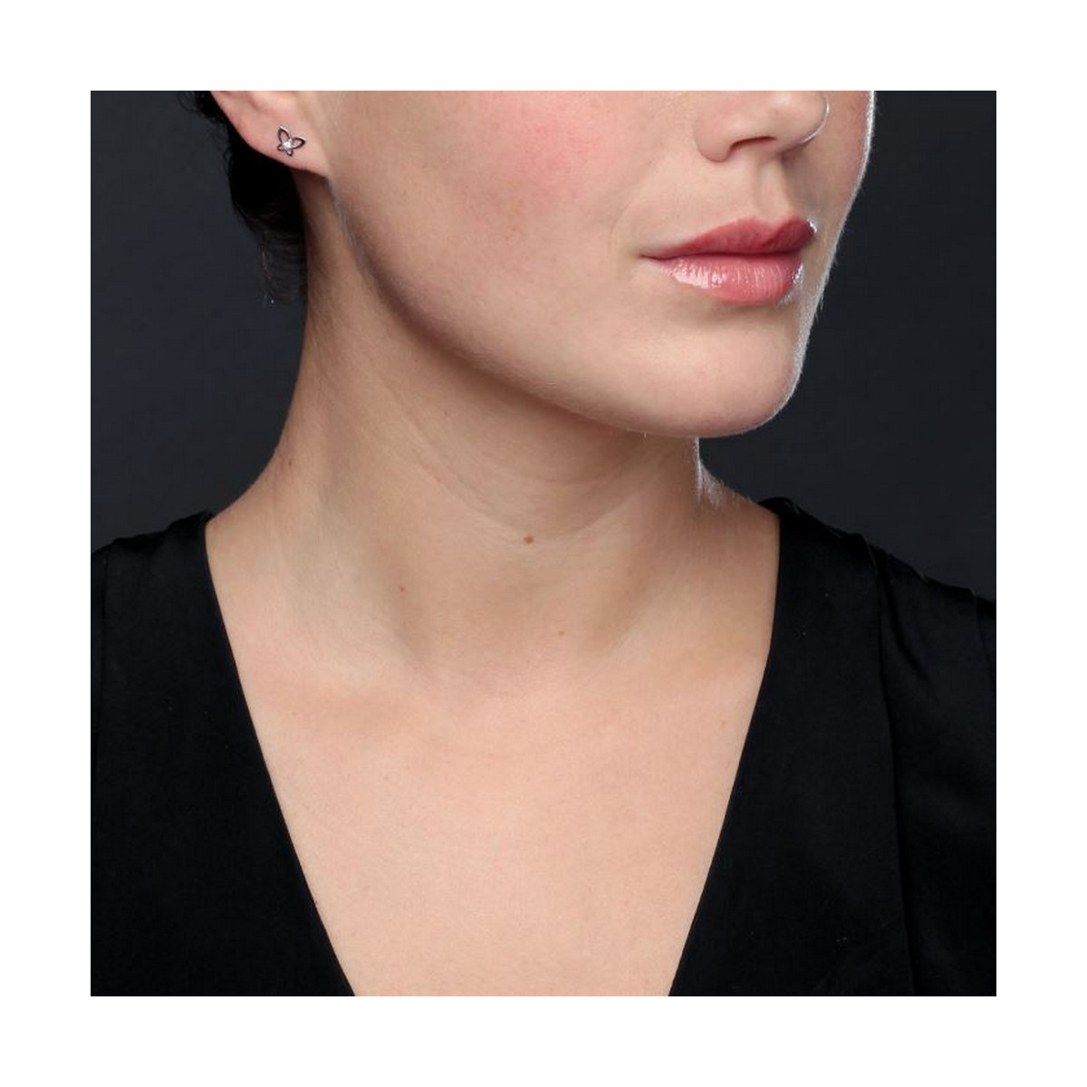 Boucles d'oreilles or blanc et oxydes de zirconium "Envole-moi" Boucles d'oreilles "Papillon Lumineux" Or blanc
