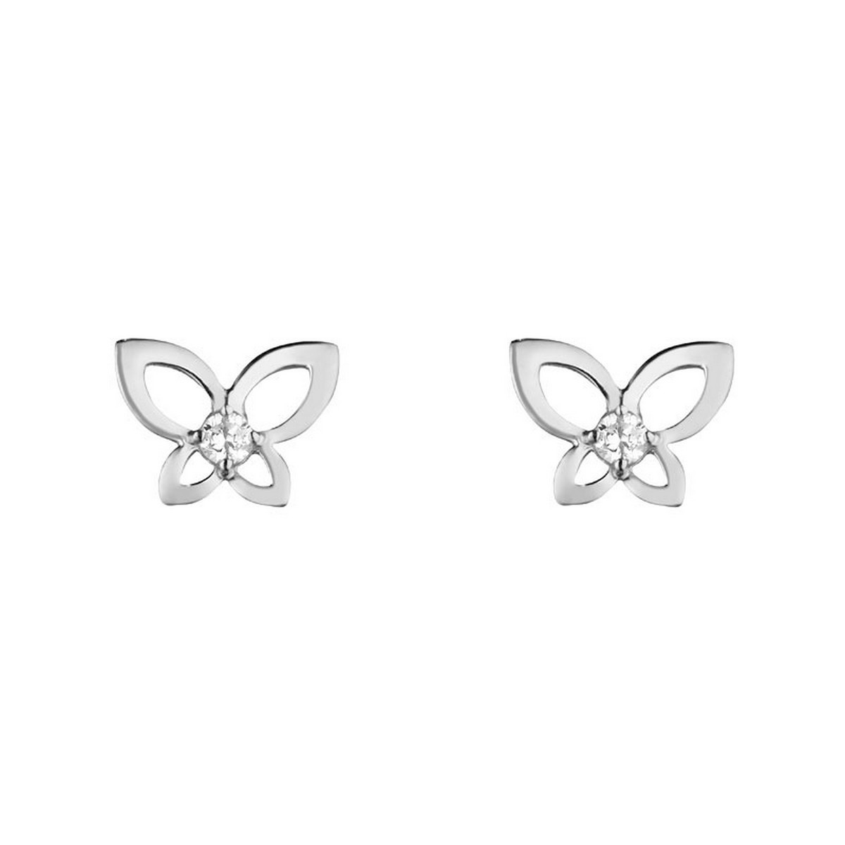 Boucles d'oreilles Papillon or blanc et oxydes de zirconium "Envole-moi"