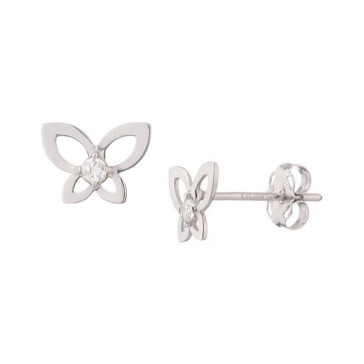 Boucles d'oreilles or blanc et oxydes de zirconium "Envole-moi" Boucles d'oreilles "Papillon Lumineux" Or blanc