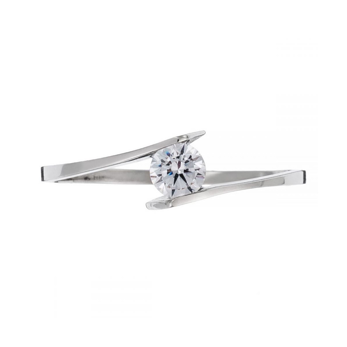 Bague solitaire Or Blanc et oxydes de zirconium joliesse Bague "Splendeur" Or blanc