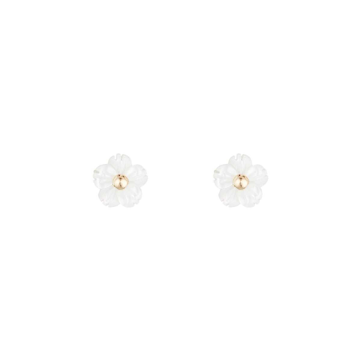 Boucles d'oreilles enfant "Fleur blanche"  Or Jaune et nacre