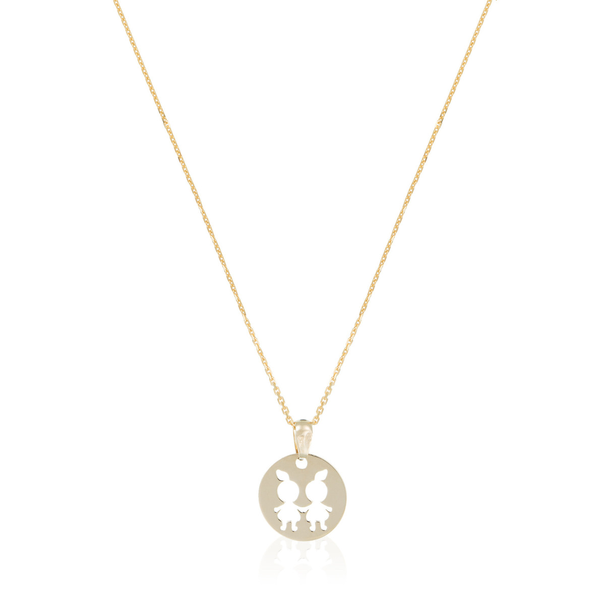 pendentif enfant médaille "Jumelles" ajourée en or jaune 375/1000 Pendentif naissance "Jumelles" Or jaune
