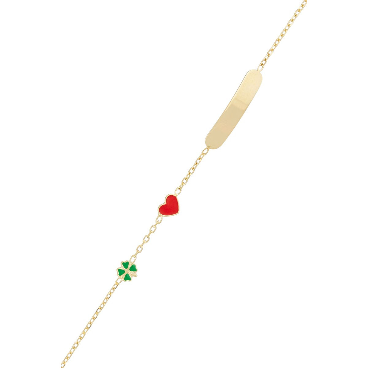 Bracelet enfant Or jaune 375/1000 et émail Bracelet gourmette enfant Or jaune 375/1000 et émail