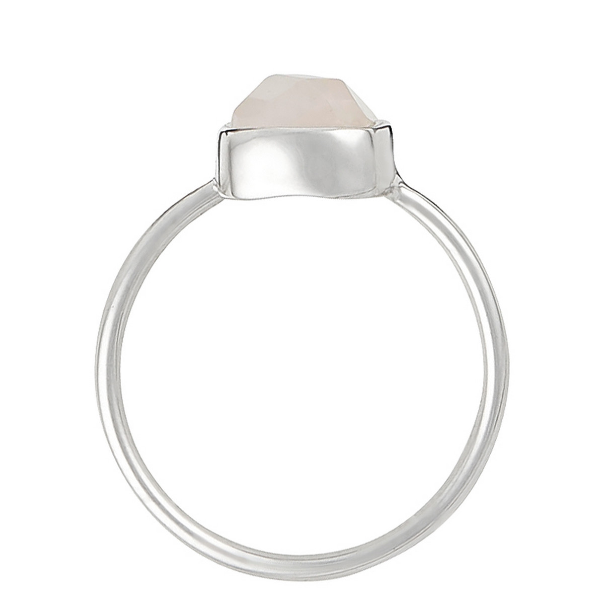 Bague laiton argenté montée d'un quartz rose " Ella " Bague "Arcadia" Quartz Rose Laiton