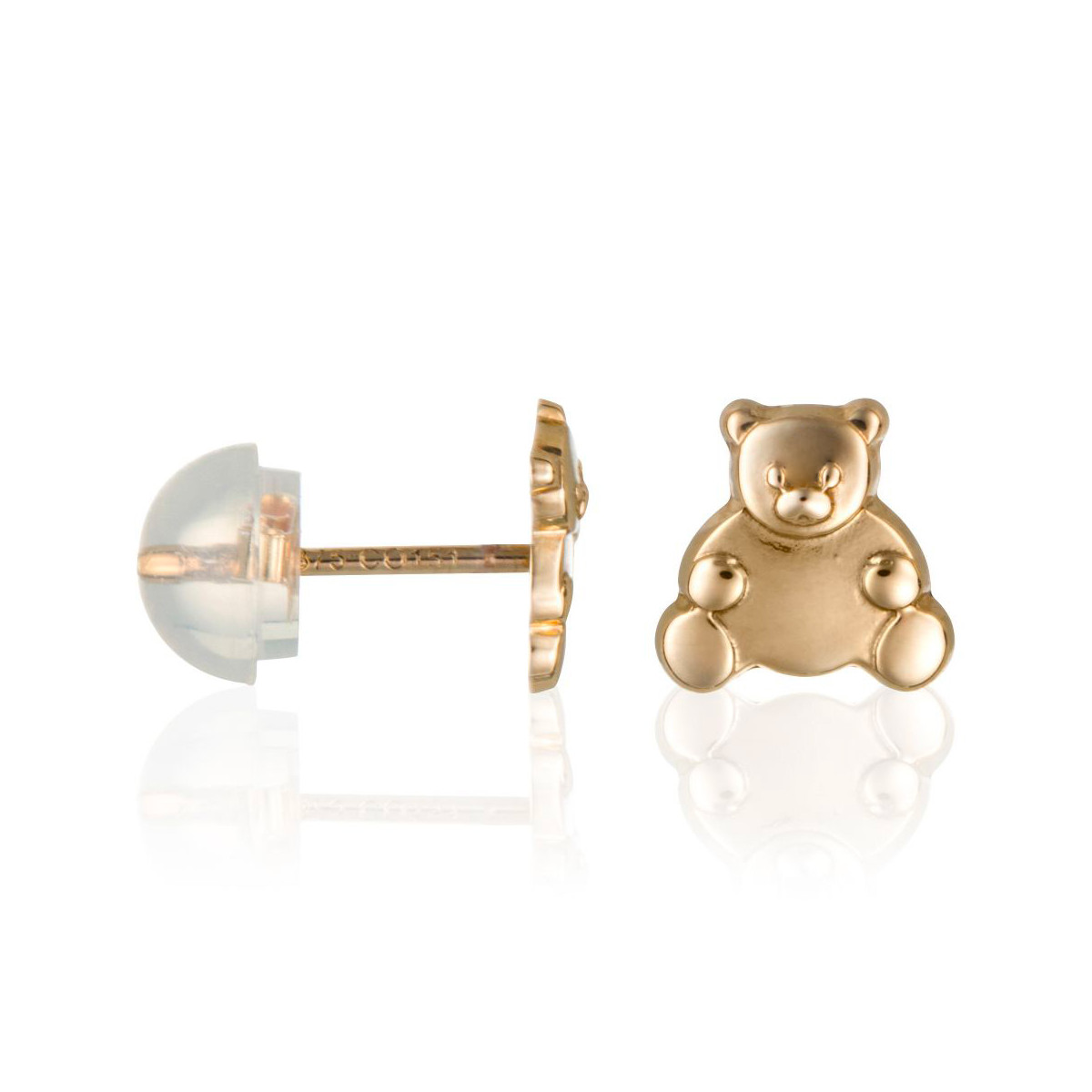 Boucles d'oreilles or jaune enfant "OURSON" Boucles d'oreilles "Petit Ours" Or jaune